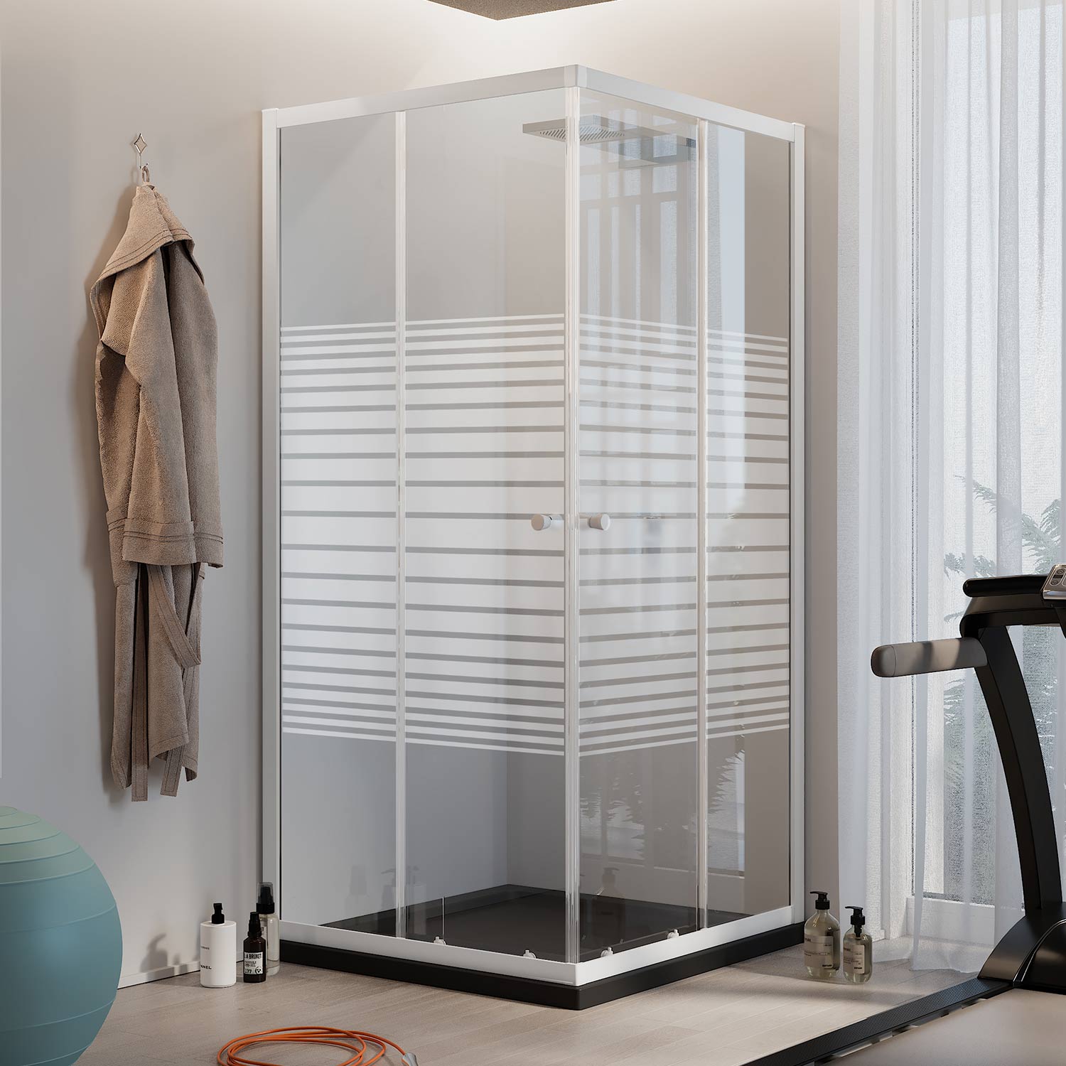 foto del prodotto box doccia bianco quadrato 80x80 cm h185 vetro serigrafato mod. blanc