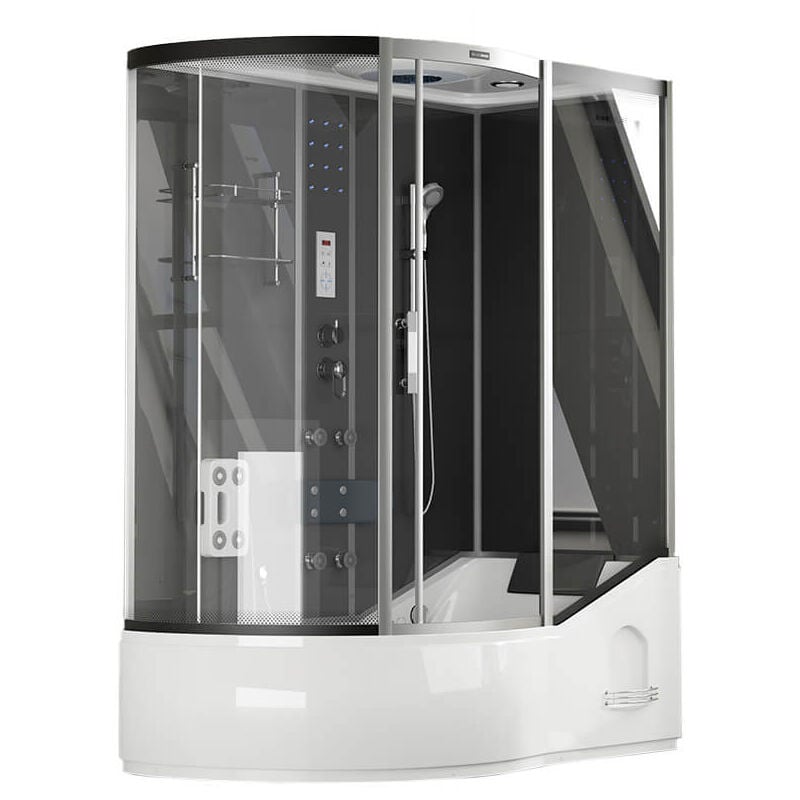 foto del prodotto box doccia con vasca allin 2in1 display laterale sinistra, colore nero home deluxe