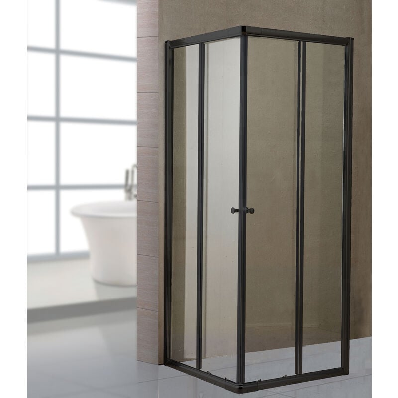 foto del prodotto box doccia cristallo trasp.mm.6 cm.80x80 colore nero opaco