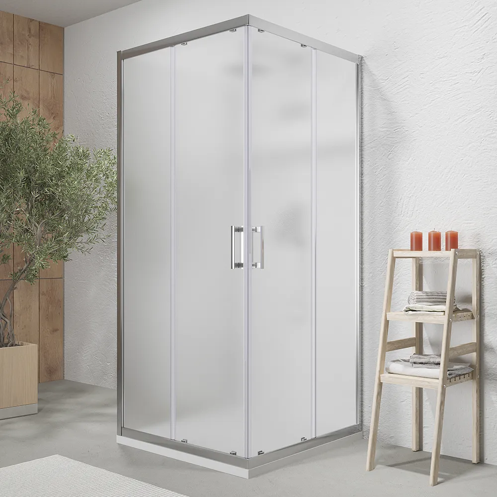 foto del prodotto box doccia cromato 3 lati 70x100x70 cm con doppio scorrevole h190 cm e vetro opaco 6 mm tremiti