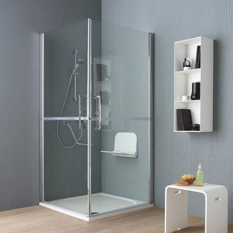 foto del prodotto box doccia disabili anziani 90x90 in cristallo con doppia apertura a battente