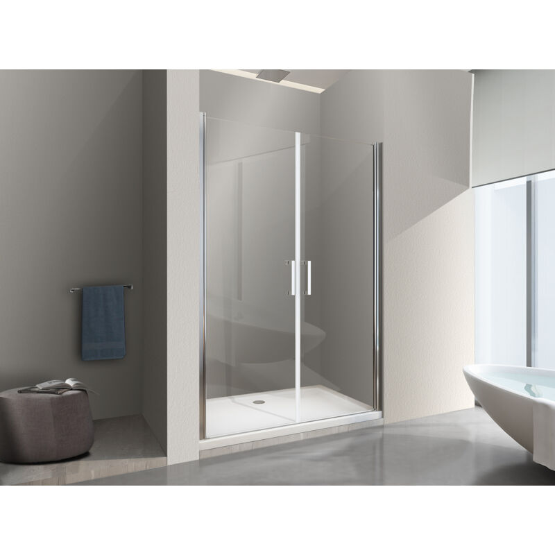 foto del prodotto box doccia doppio battente in linea vetro temperato 8 mm easy clean 158,5 162,5 h 200 cm nala