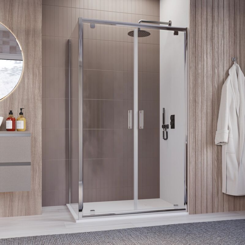 foto del prodotto box doccia due lati saloon dentro o fuori trasparente h195 6mm java, misura 80x120