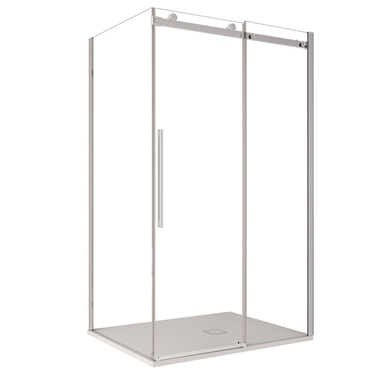 foto del prodotto box doccia due lati trasparente anticalcare porta scorrevole h195 8mm euclide, misura 80x120