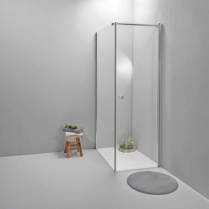 foto del prodotto box doccia elite angolare 100x80 cm porta battente con lato fisso trasparente