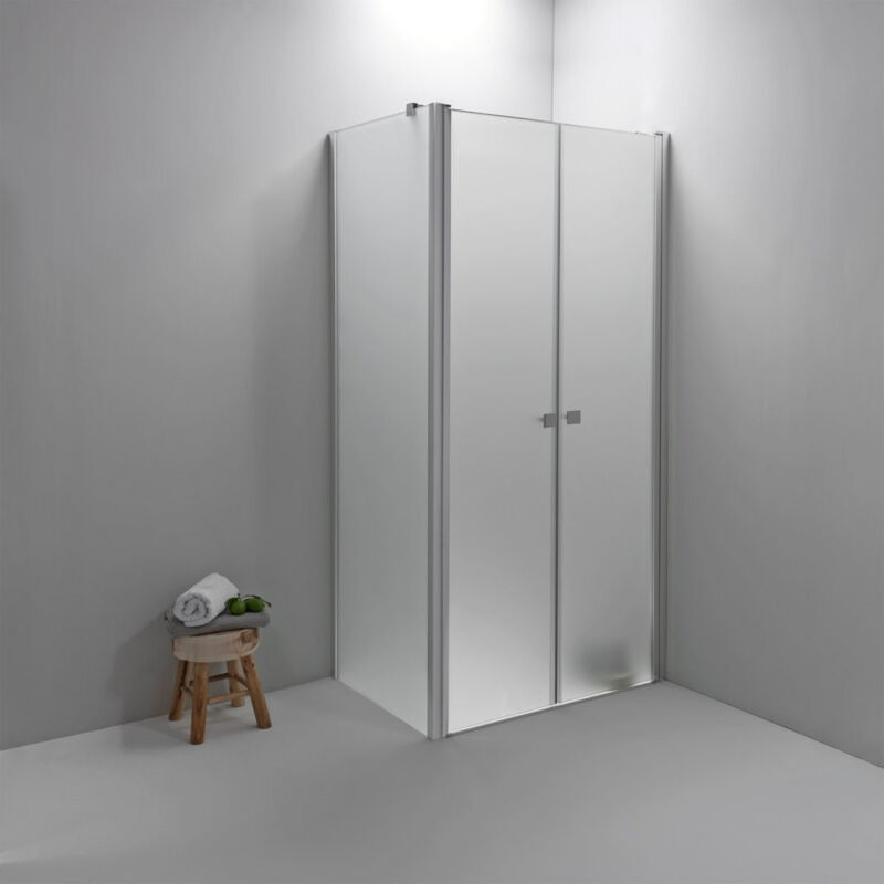foto del prodotto box doccia elite angolare 80x80 cm apertura saloon con lato fisso opaco