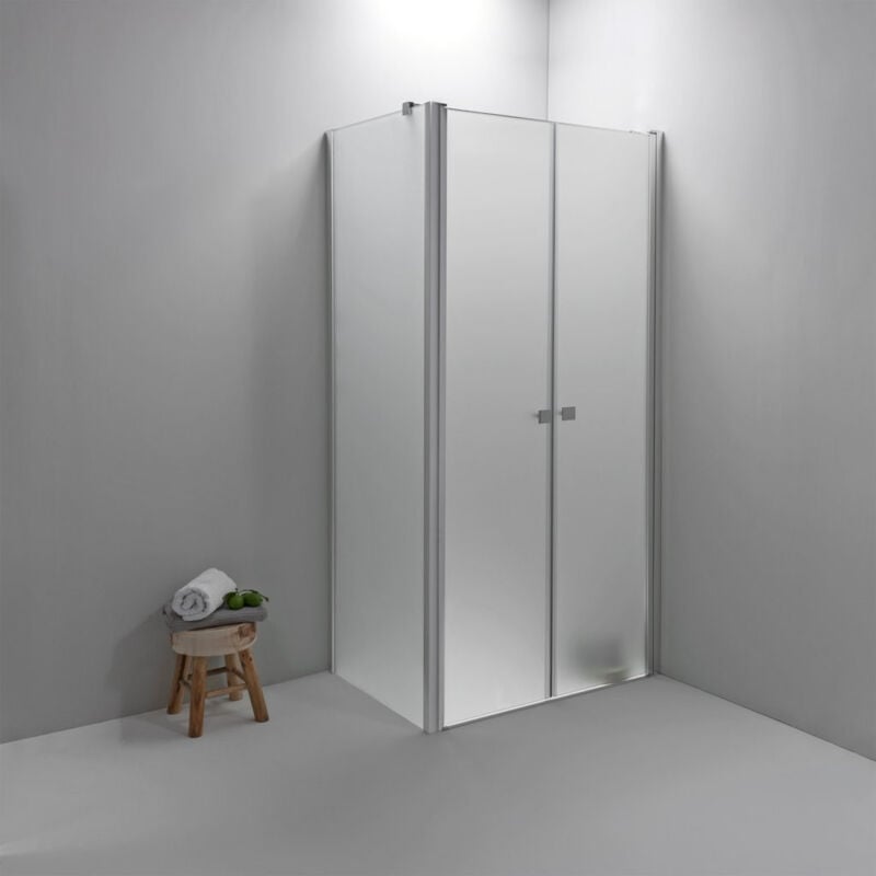 foto del prodotto box doccia elite angolare 80x90 cm apertura saloon con lato fisso opaco