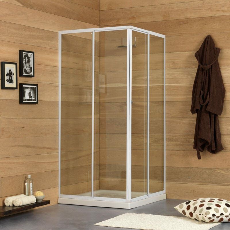 foto del prodotto box doccia estensibile 80 90 cm profilo bianco in alluminio