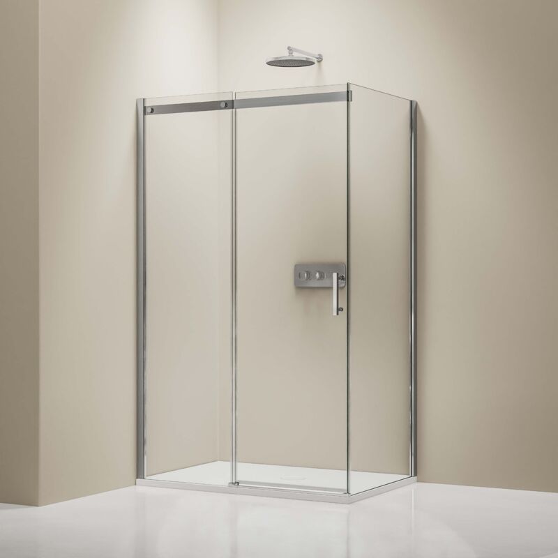 foto del prodotto box doccia fisso con porta scorrevole dx806a flex vetro di sicurezza esg 6 mm nano larghezza selezionabile 100cm, 80cm