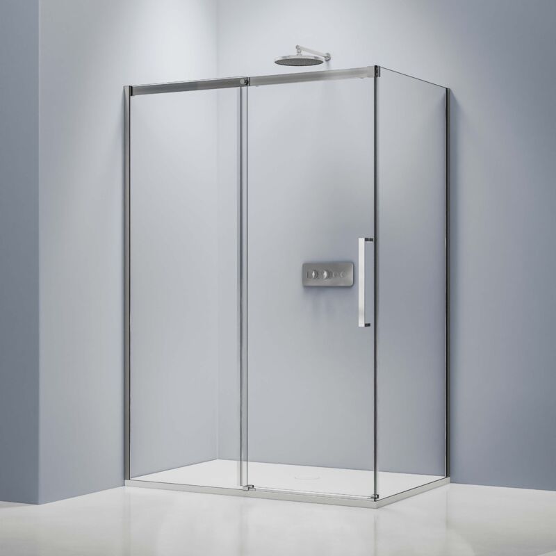 foto del prodotto box doccia fisso con porta scorrevole dx906 flex vetro di sicurezza esg 8 mm nano dimensioni selezionabili 110cm, 100cm