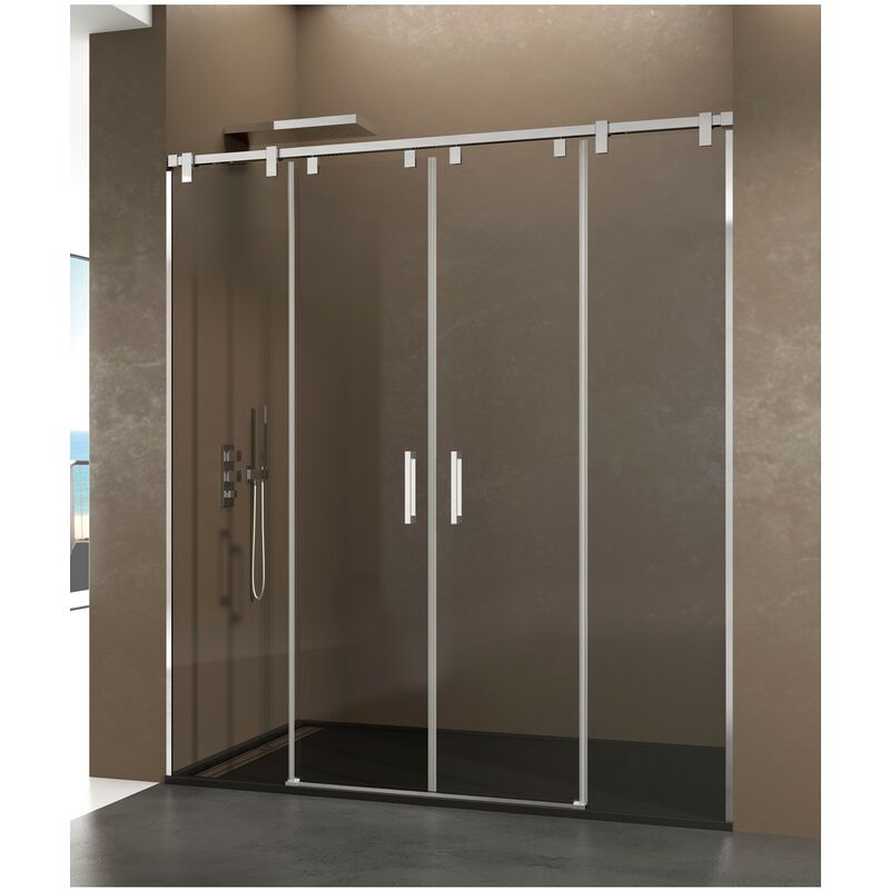 foto del prodotto box doccia futura 2 fissi 2 scorrevoli, finiture trasparente estensione 162 a 172 cm