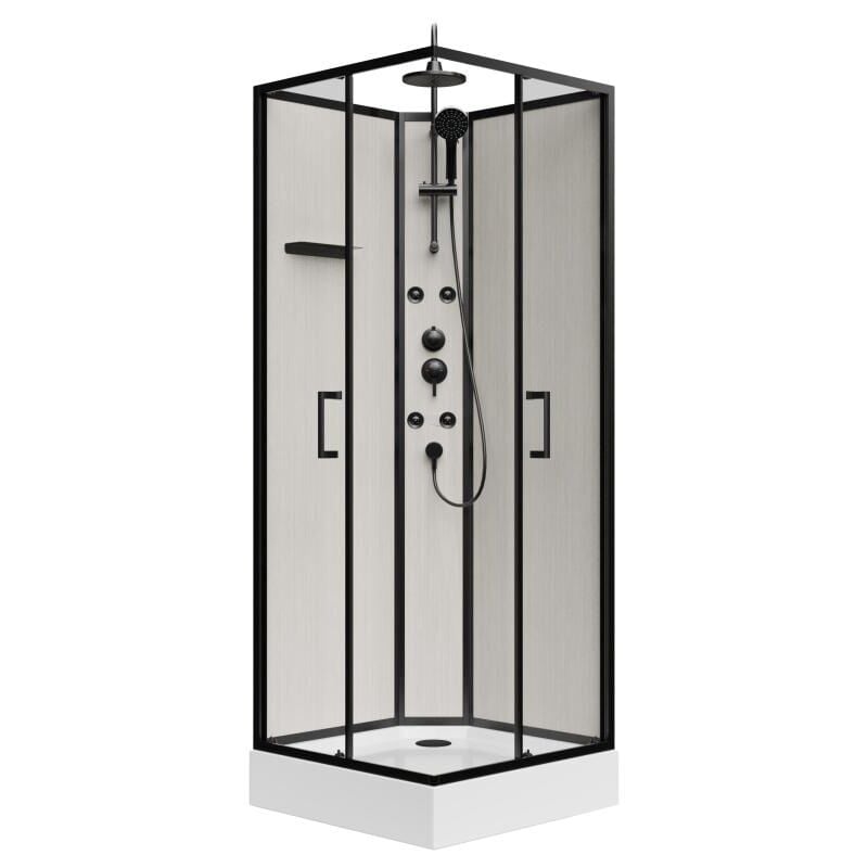 foto del prodotto box doccia idromassaggio l80 x l80 x h225 cm in fibra di bamb nero opaco ardali
