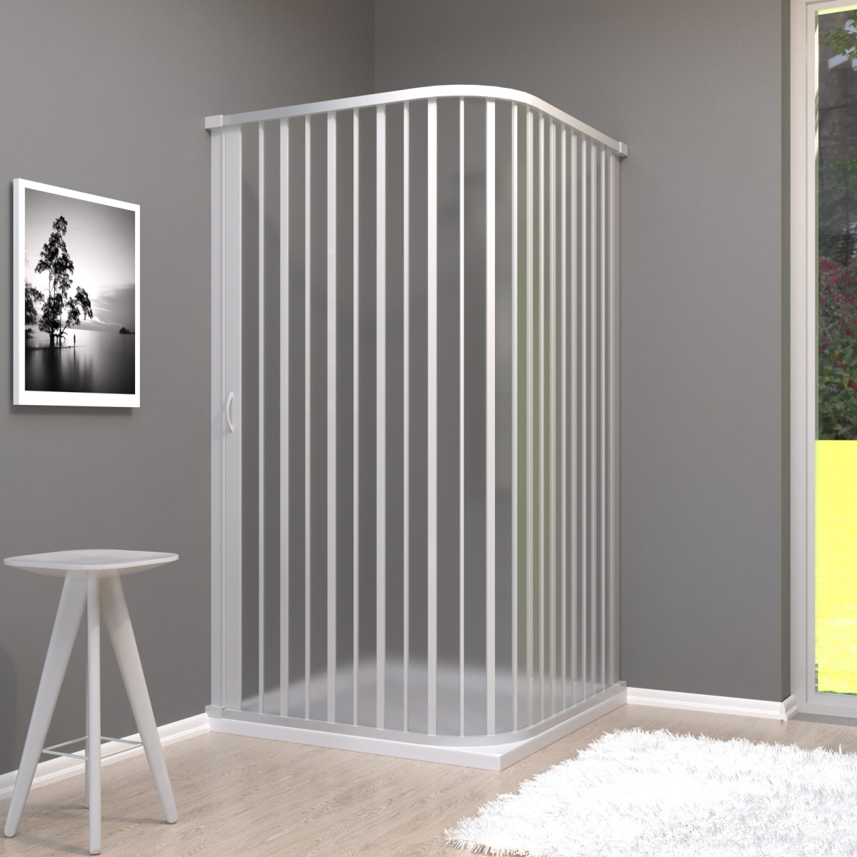 foto del prodotto box doccia in pvc 1 lato con apertura laterale a soffietto, seleziona misura 90