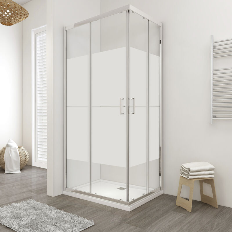 foto del prodotto box doccia lisbona doppia porta scorrevole 90x70 cm altezza 190 cm serigrafato 6 mm