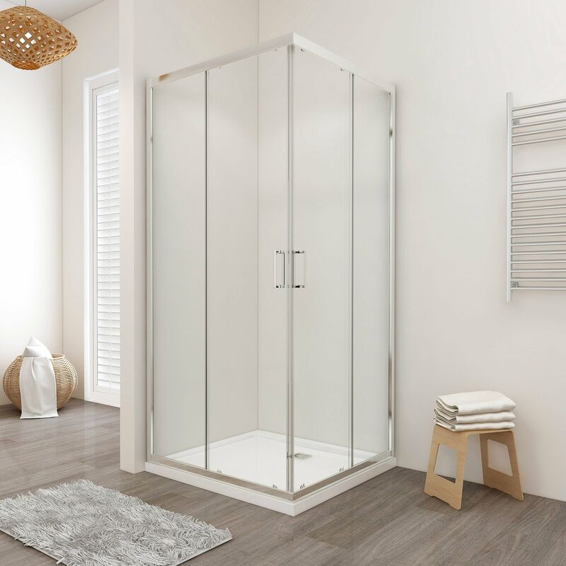 foto del prodotto box doccia lisbona doppia porta scorrevole quadrata 70x70 cm altezza 190 cm cristallo 6 mm