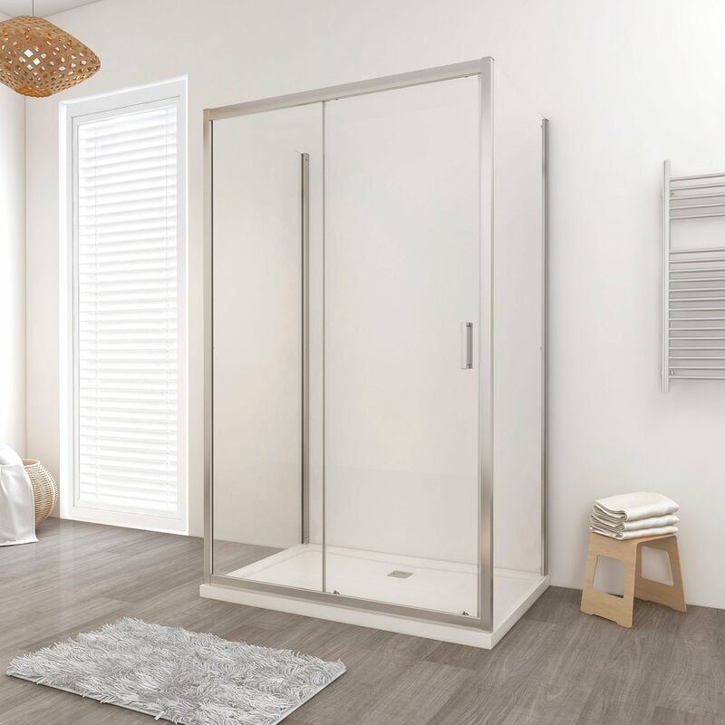 foto del prodotto box doccia lisbona porta scorrevole rettangolare 3 lati 100x80x80 cm altezza 190 cm cristallo 6 mm