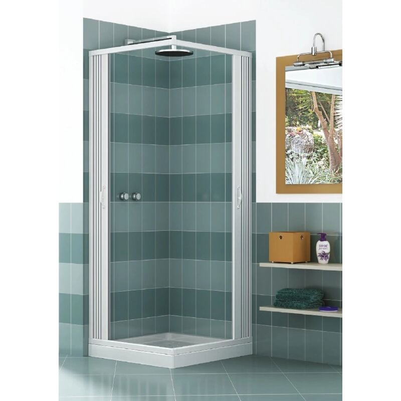 foto del prodotto box doccia luna acquario in pvc 2 lati apertura scorrevole angolare a soffietto 80 x 110 x h 185 cm