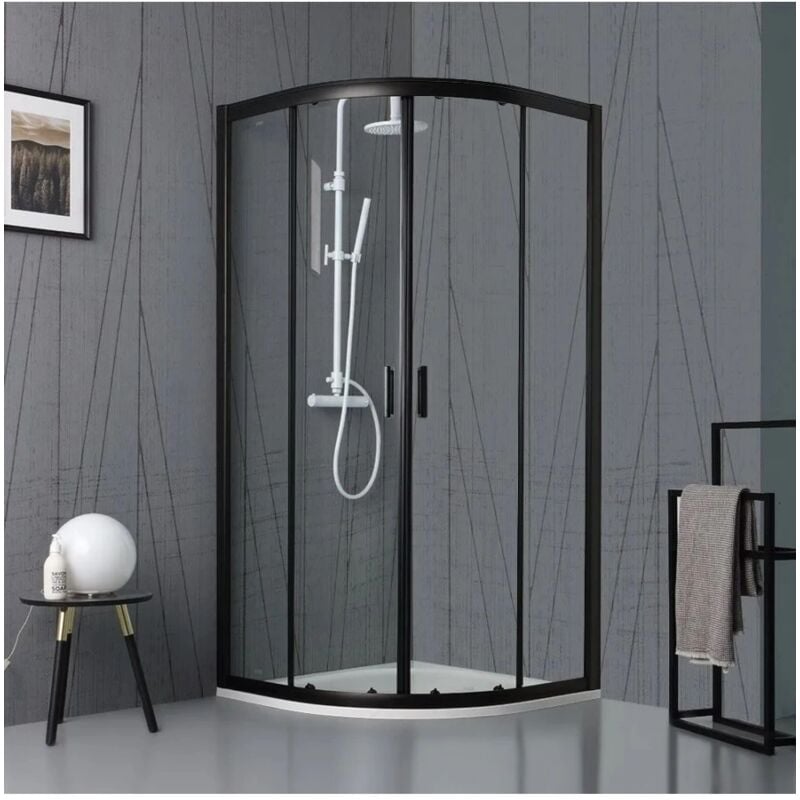 foto del prodotto box doccia luna semicircolare nero opaco, 80x80x190 cm