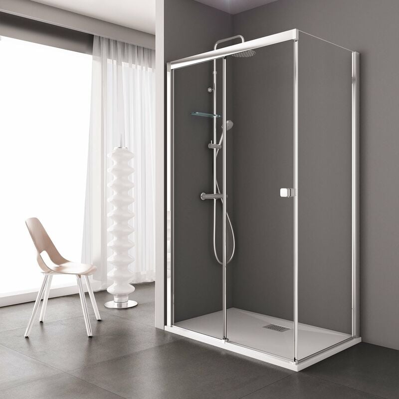foto del prodotto box doccia mosca porta scorrevole rettangolare 150x70 cm altezza 200 cm cristallo 8 mm