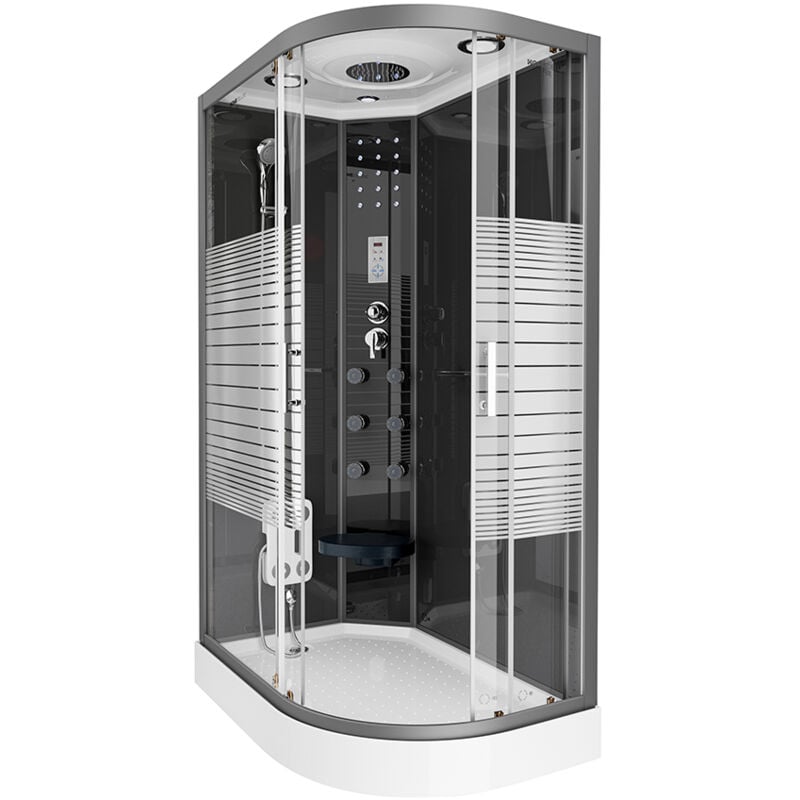 foto del prodotto box doccia nero perla con doccia a pioggia colore nero, dimensioni 120 x 80 cm destra - home deluxe