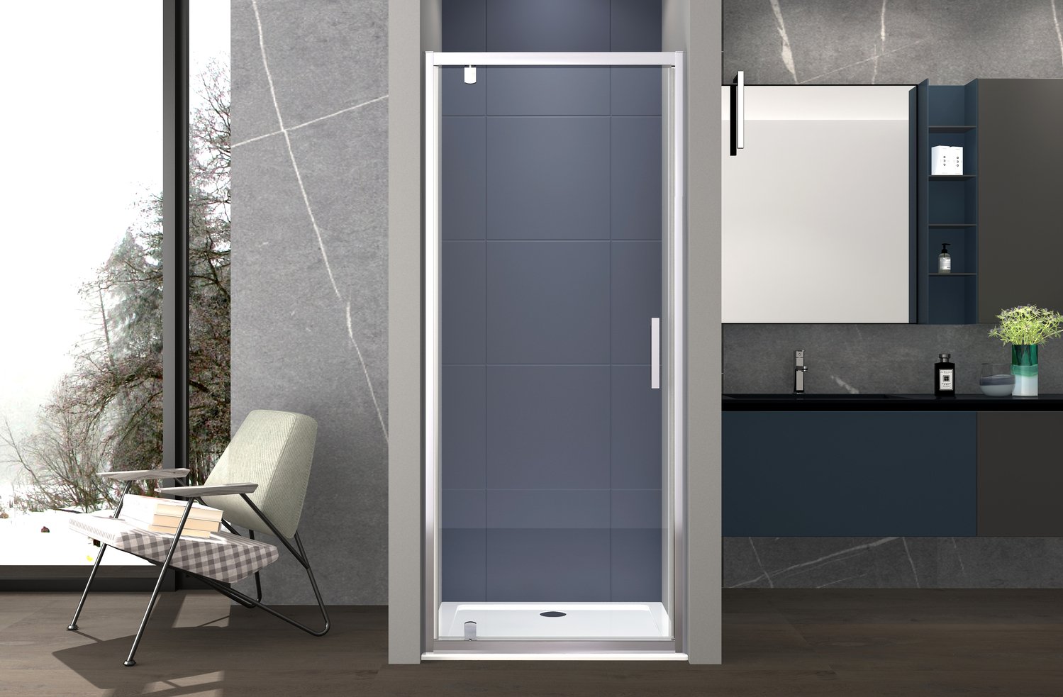 foto del prodotto box doccia nicchia 100 cm porta battente h195 cm giulia cromato