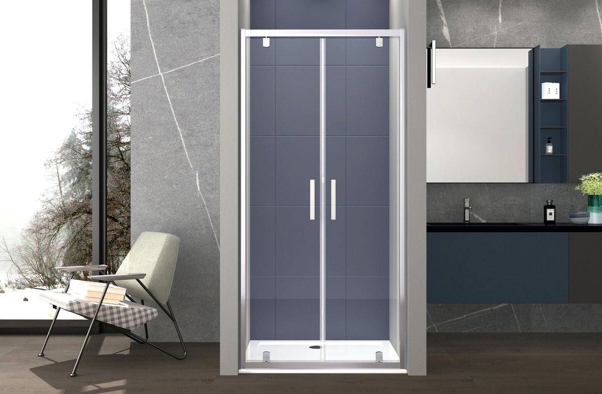 foto del prodotto box doccia nicchia 120 cm porta due battenti h195 cm gina cromato