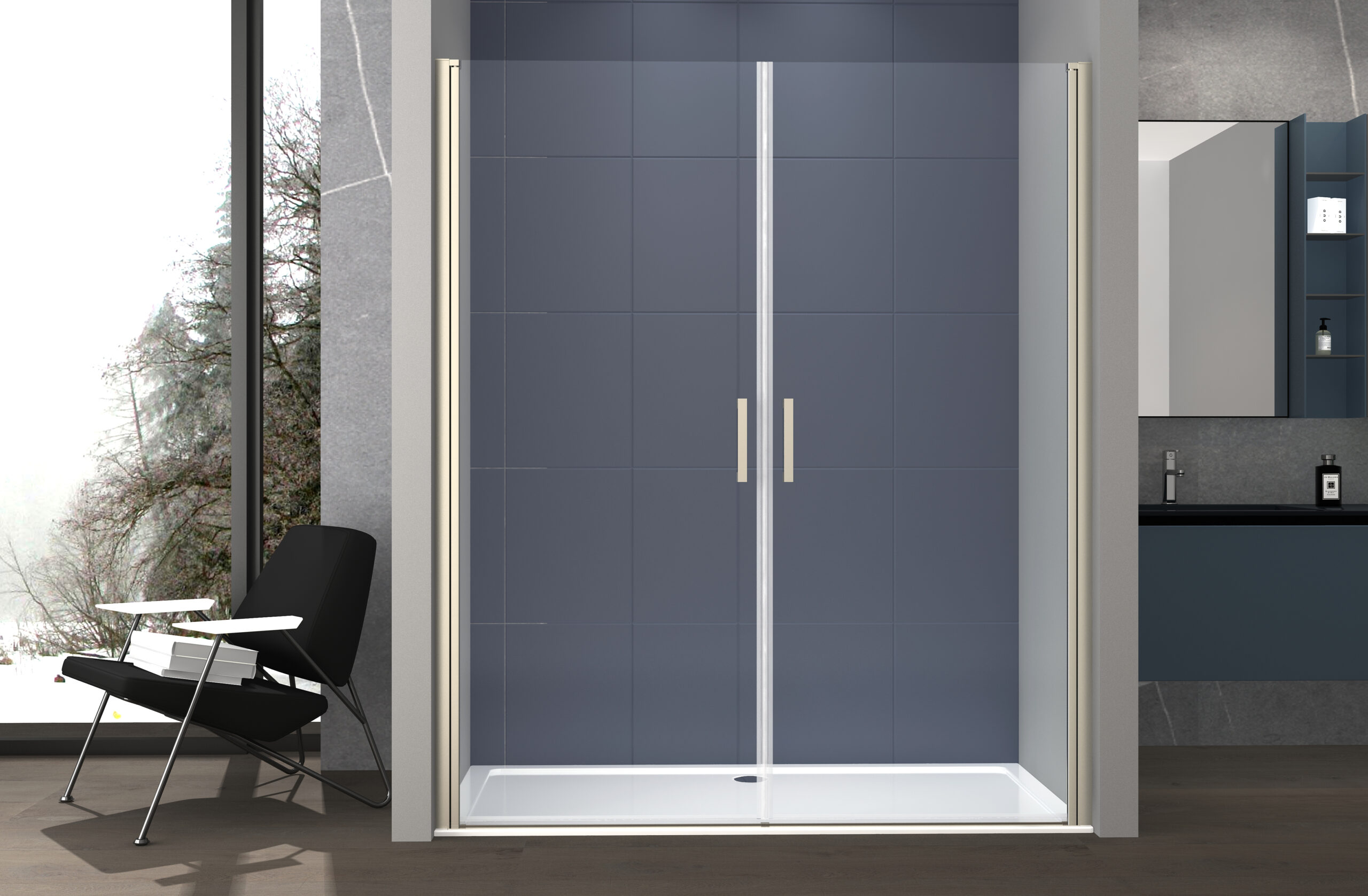 foto del prodotto box doccia nicchia 120 cm porta due battenti h200 cm cristallo 6mm profilo satinato zeno