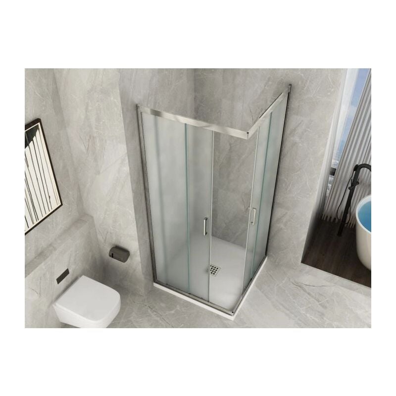 foto del prodotto box doccia opaco 6mm apertura angolare doppio scorrevole h190 100 x 100 x h190 cm