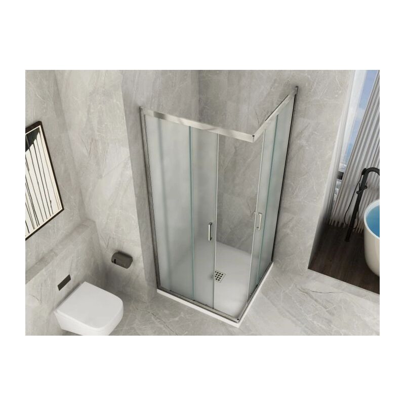 foto del prodotto box doccia opaco 6mm apertura angolare doppio scorrevole h190 70 x 70 x h190 cm