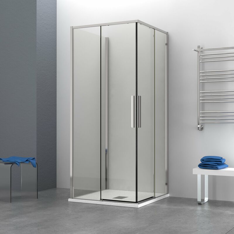 foto del prodotto box doccia oslo doppia porta scorrevole quadrato 3 lati 70x70x70 cm altezza 200 cm cristallo 6 mm