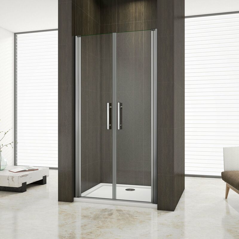 foto del prodotto box doccia per nicchia doppie porte battenti saloon in vetro 6mm temperato trasparente anticalcare 80x185cm