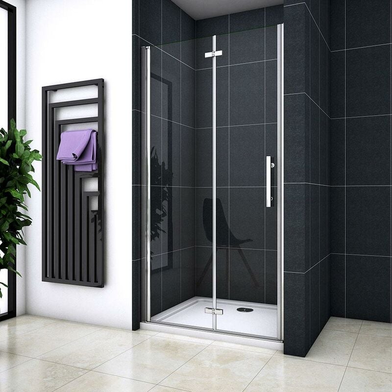 foto del prodotto box doccia per nicchia porta pieghevole battente 100x185cm 2 ante in vetro temperato trasparente anticalcare da 6mm