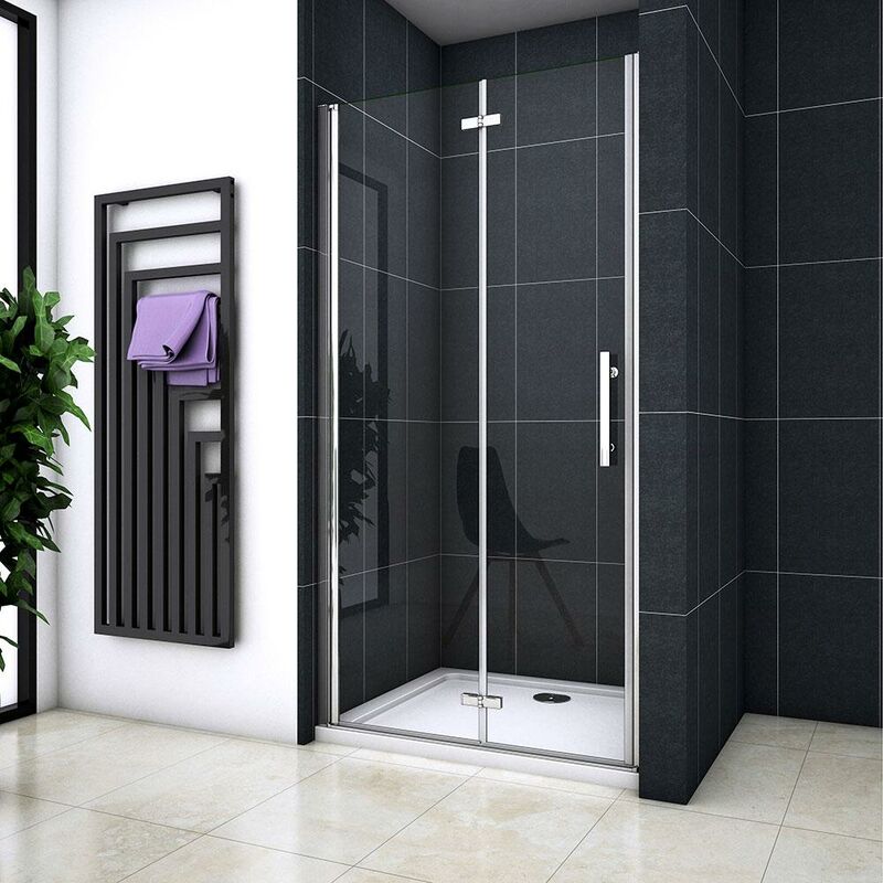 foto del prodotto box doccia per nicchia porta pieghevole battente 110x185cm 2 ante in vetro temperato trasparente anticalcare da 6mm