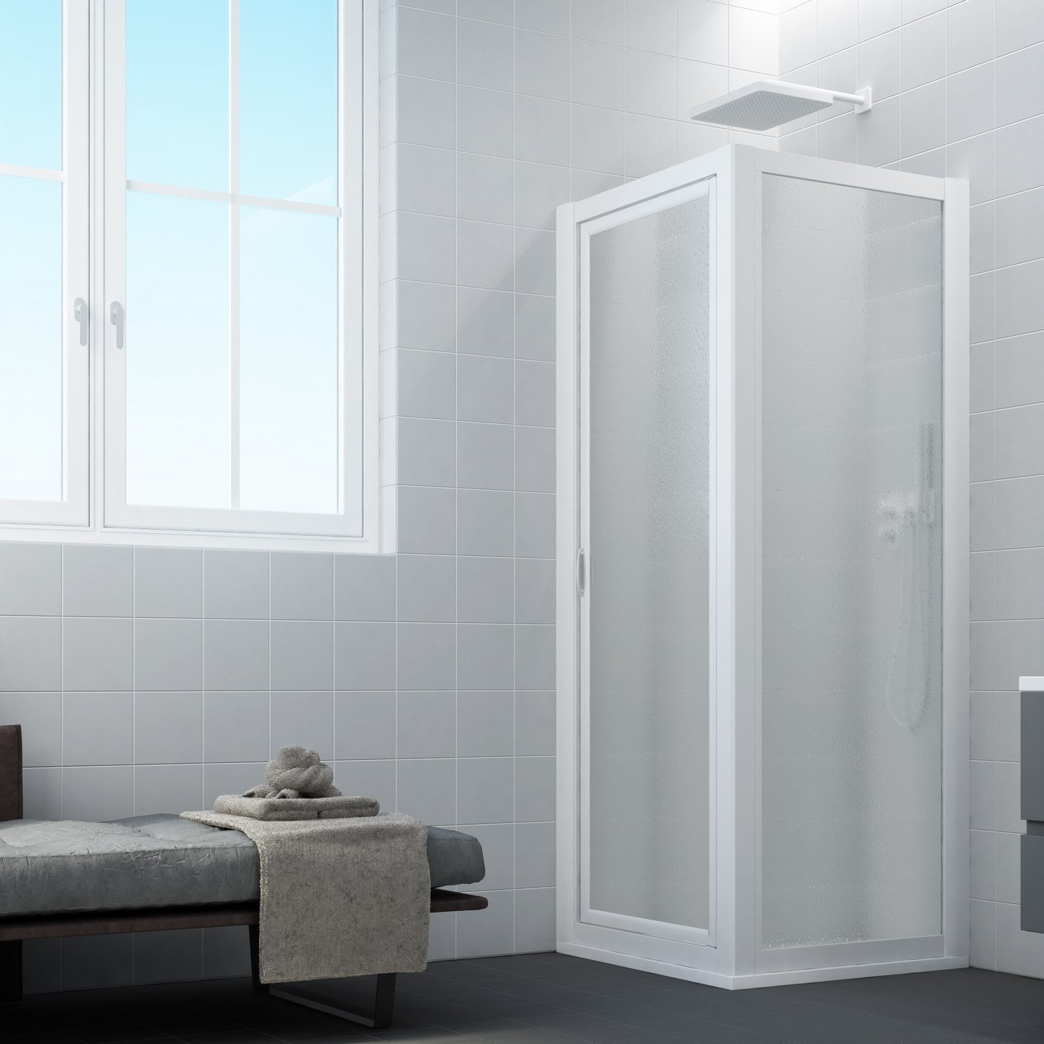foto del prodotto box doccia pivotante 90x80 ap. 80 cm h 190 in acrilico mod. sigma duo