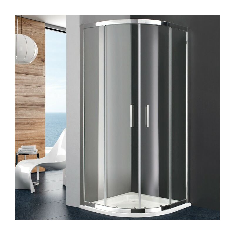 foto del prodotto box doccia prestige semicircolare 80x80 finiture trasparente raggio standard estensione 76,5 79 cm