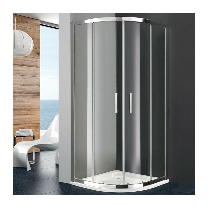 foto del prodotto box doccia prestige semicircolare 90x90 finiture trasparente raggio standard estensione 86,5 89 cm