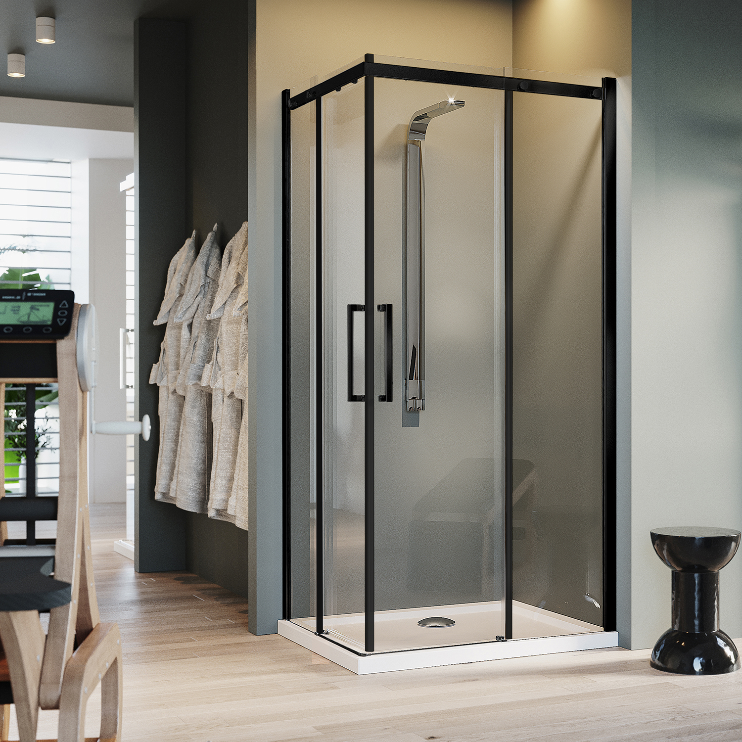 foto del prodotto box doccia rettangolare 75x90 cm 198 cm vetro trasparente 8 mm destra mod. prime bla corner