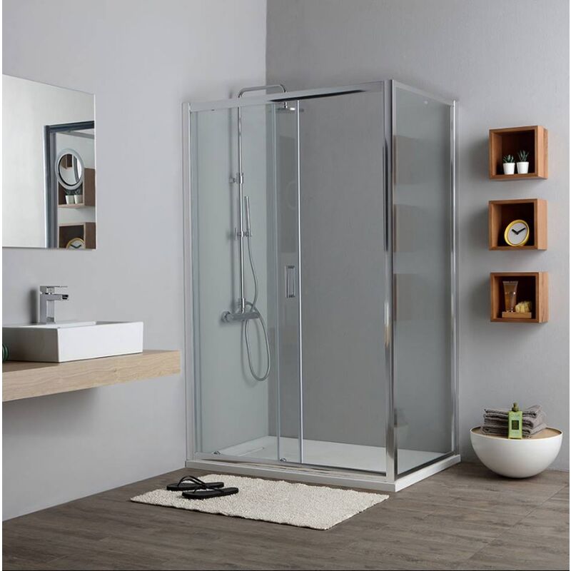 foto del prodotto box doccia rettangolare 80x130cm lato fisso e porta scorrevole new giada