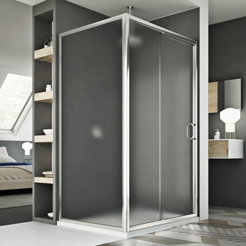foto del prodotto box doccia rettangolare scorrevole vetro stampato h 185 mod. replay duo 1 anta 70x100 cm