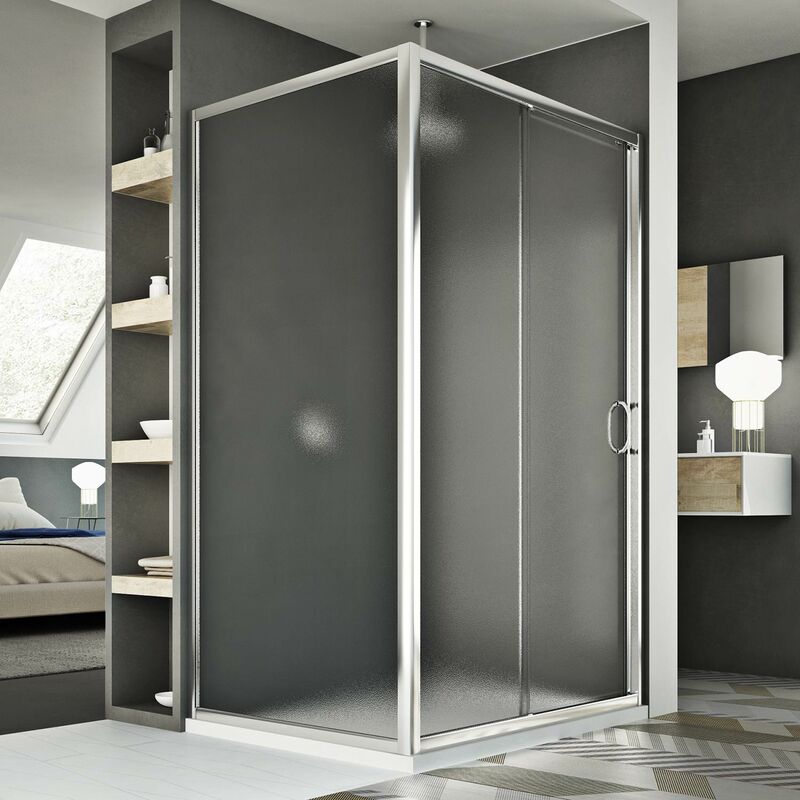 foto del prodotto box doccia rettangolare scorrevole vetro stampato h 185 mod. replay duo 1 anta 90x140 cm