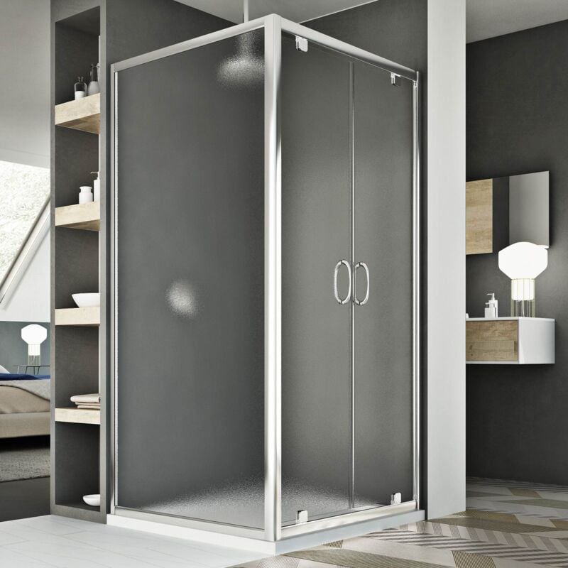 foto del prodotto box doccia saloon vetro stampato h 185 mod. sintesi duo 2 ante 70x120 ap. 120 cm rettangolare