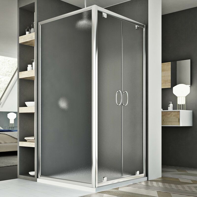 foto del prodotto box doccia saloon vetro stampato h 185 mod. sintesi duo 2 ante 70x130 ap. 130 cm rettangolare