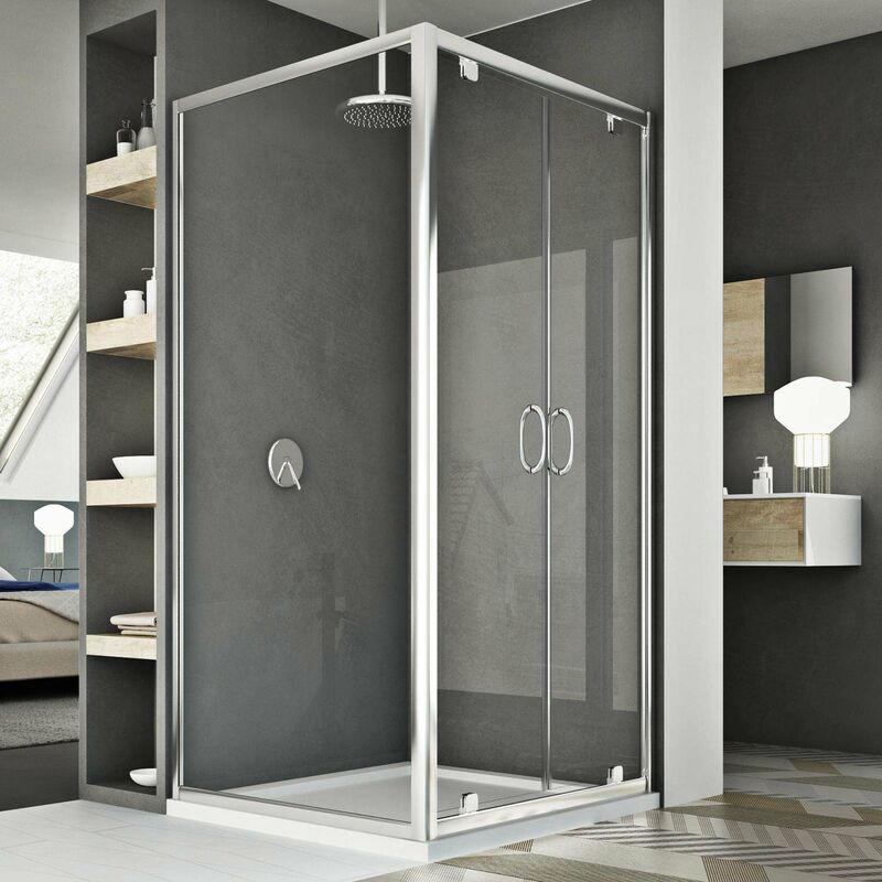 foto del prodotto box doccia saloon vetro trasparente h 185 mod. sintesi duo 2 ante 70x130 ap. 130 cm rettangolare