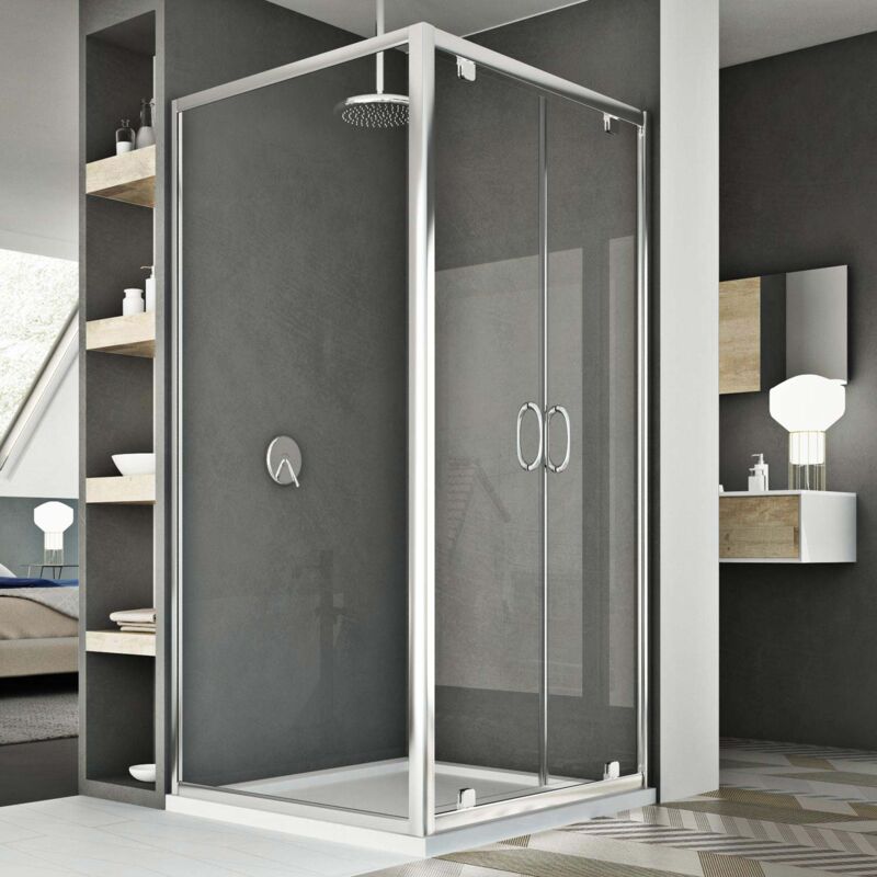 foto del prodotto box doccia saloon vetro trasparente h 185 mod. sintesi duo 2 ante 80x120 ap. 120 cm rettangolare