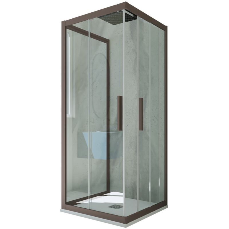 foto del prodotto box doccia scorrevole 3 lati 70x100x70 cm chocolate kolors trio