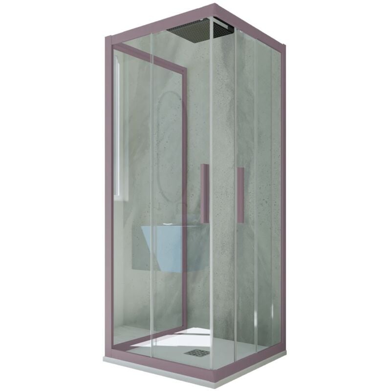 foto del prodotto box doccia scorrevole 3 lati 75x110x75 cm lavanda kolors trio