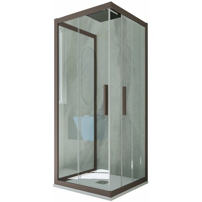 foto del prodotto box doccia scorrevole 3 lati 80x110x80 cm chocolate kolors trio