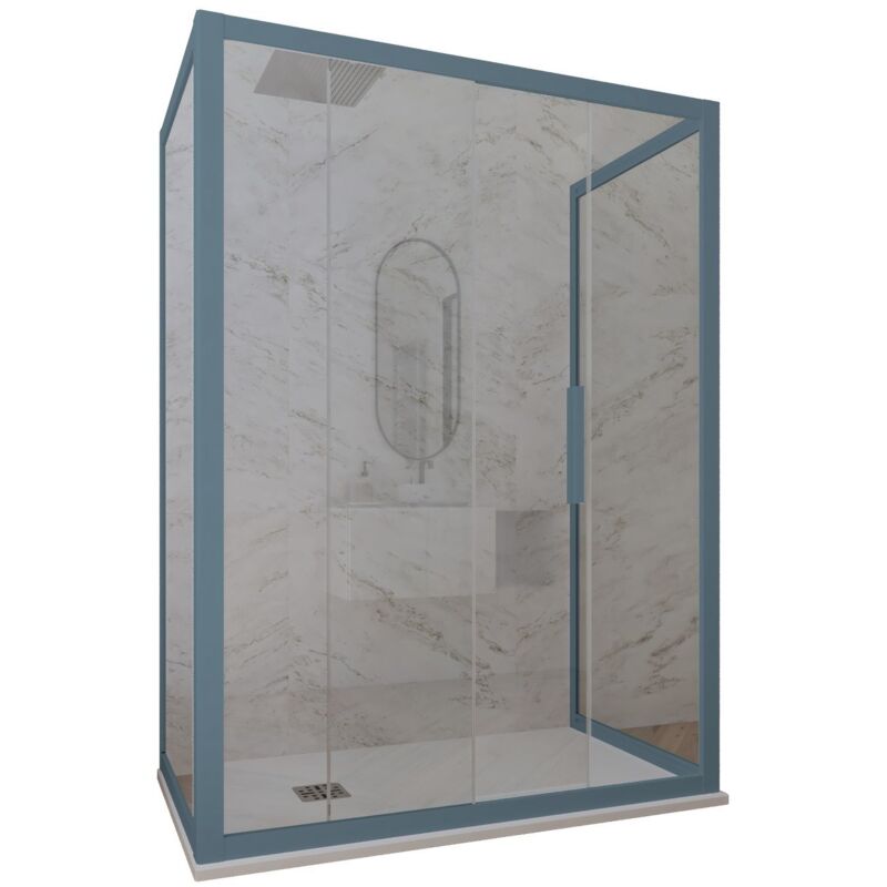 foto del prodotto box doccia scorrevole 3 lati 80x130x80 cm blu navy deco trio