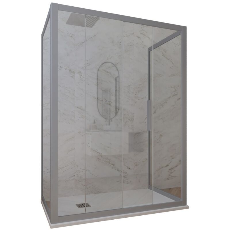foto del prodotto box doccia scorrevole 3 lati 80x140x80 cm silver deco trio