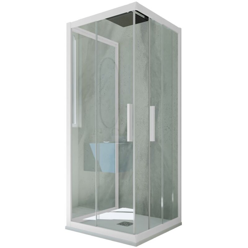foto del prodotto box doccia scorrevole 3 lati 90x90x90 cm bianco matt kolors trio
